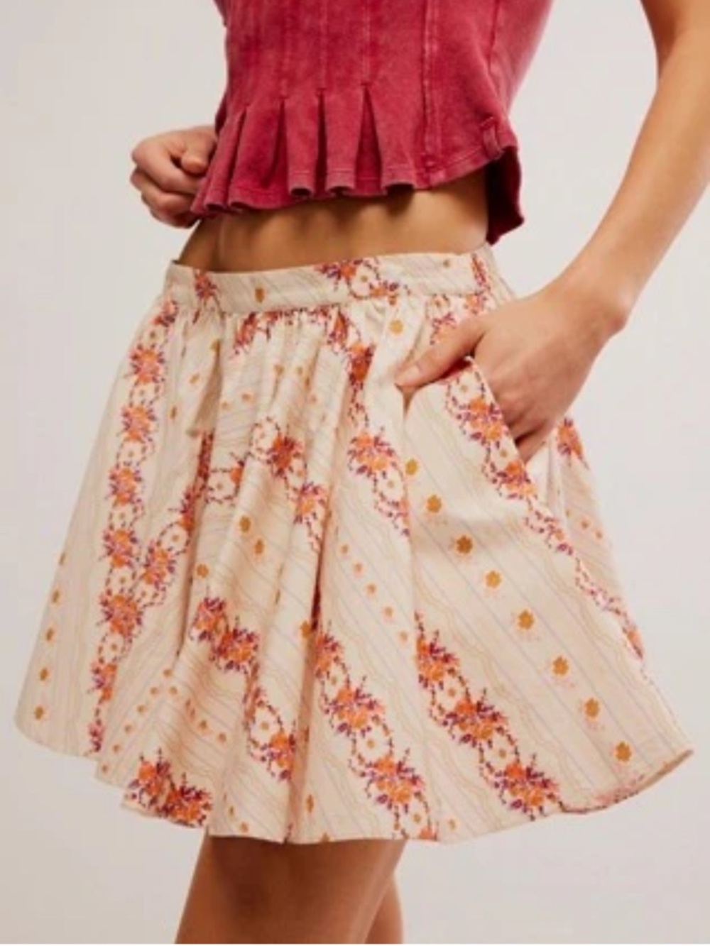 NWOT Free People Gaia printed skirt. Size smal - Picture 1 of 11